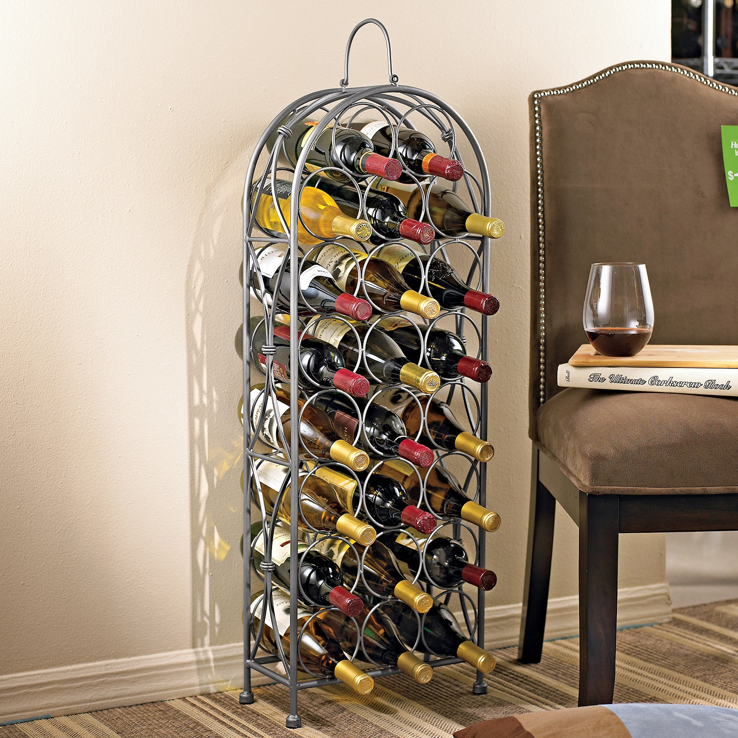 Elegant Wine Bar Accessories Enthusiast Parisian Wrought Iron Wine Rack