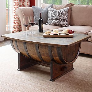 Handmade Vintage Oak Whiskey Barrel Coffee Table