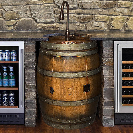 Reclaimed Wine Barrel Bar Sink - Wine Enthusiast