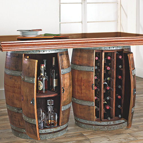 Reclaimed Wine Barrel Bar Island Set - Wine Enthusiast