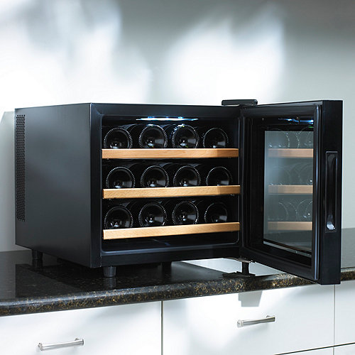 Wine Enthusiast Silent 12 Bottle Touchscreen Wine Refrigerator (Wood