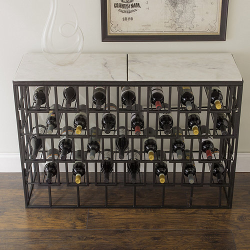 MarbleTop Wine Storage Console Table Wine Enthusiast