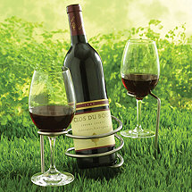 Set of Steady Sticks Outdoor Wine Bottle and Glass Holders