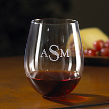Monogrammed U Cabernet Stemless Wine Glassses