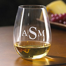 Monogrammed U Chardonnay Stemless Wine Glasses
