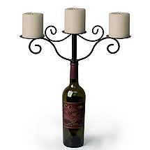 Wine Bottle Candelabra - Antiqued Finish
