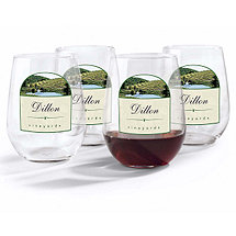 Personalized Vineyards Stemless Wine Glasses (Set of 4)