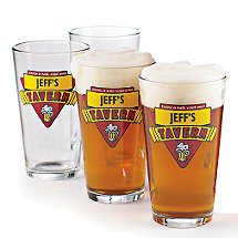 Personalized Red Tavern Beer Glasses (Set of 4)