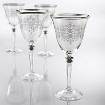 Old World Wine Goblets Platinum Detail (Set of 4)