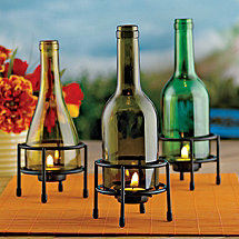 Recycled Wine Bottle Tealight Holder (Set of 3)