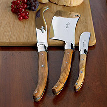 Jean Dubost Laguiole 3-Piece Cheese Knife Set (Olivewood)