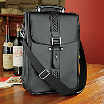 Genuine Leather 2-Bottle Wine Tote