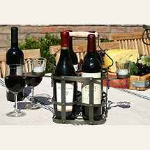 4 Bottle French Wine Carrier With Votive Holders