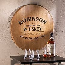 Authentic Barrel Head Wall Plaque With Personalized Whiskey Theme