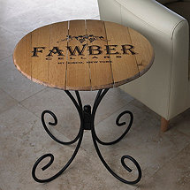 Authentic Barrel Head End Table With Personalized Wine Theme