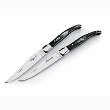 Jean Dubost Laguiole 6-Piece Black Horn Steak Knives
