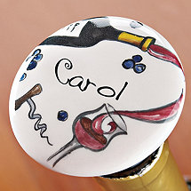 Personalized Handpainted Red Wine Bottle Stopper