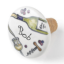 Personalized Handpainted White Wine Bottle Stopper