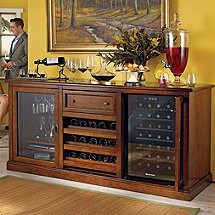 Siena Wine Credenza with 28 Bottle Wine Refrigerators
