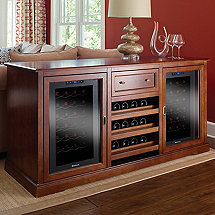 Siena Wine Credenza (Walnut) with Two Wine Refrigerators