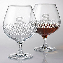 Personalized Brandy Glasses with Diamond Band (Set of 2)