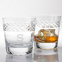Personalized Double Old Fashioned Glasses With Diamond Band (Set of 4)