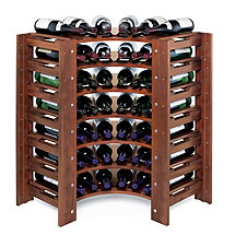 Swedish 42 Bottle Curved Corner Wine Rack (Walnut)