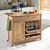 Wooden Wine Cart Island
