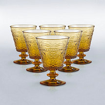 Italian Provenzale Amber Short Stem Glasses (Set of 6)