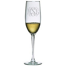 Personalized 8 oz Connoisseur Champagne Flutes (Set of 2) Three Letter Vine