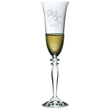 Personalized 6 oz Harmony Champagne Flutes (Set of 2) Script Initials & Date