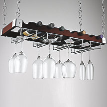 Espresso Bottle and Stemware Ceiling Rack