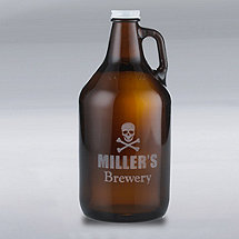 Personalized Growler with Skull and Crossbones