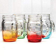 Mason Jar Glasses Mixed Colors (Set of 4)