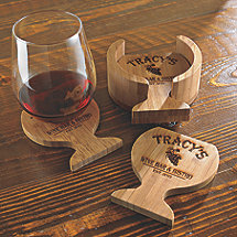 Personalized Bamboo Wine Glass-Shaped Coasters