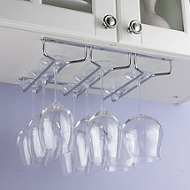 Small Chrome Under Cabinet Wine Glass Rack (9 Stems)