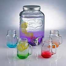 Mason Jar Dispenser and Mixed Colors Jar Glasses Set
