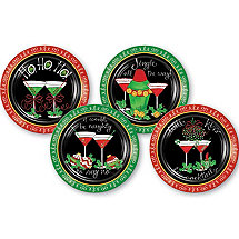Cocktail Lovers Christmas Appetizer Plates (Set of 4)