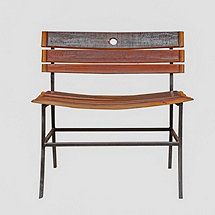 Reclaimed Wine Barrel Stave Bench with Iron Base