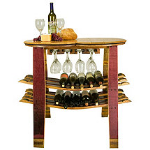 Reclaimed Wine Barrel Console with Wine Glass Rack