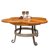 Barrel Head Clovertop Coffee Table with Iron Base