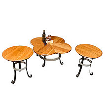 Reclaimed Wine Barrel Coffee Table & Two End Tables Set
