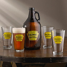 Personalized Yellow Tavern Beer Set (1 Growler & 4 Glasses)