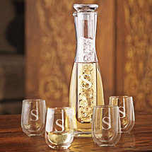 Personalized 2 Piece Chilling Carafe & 4 Steady-Temp White Wine Tumblers