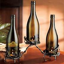 Connoisseur Antique Metal Vine Triple Wine Bottle Candle Holder