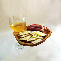 Root Wood Appetizer Plates with Stem Holder (Set of 2)