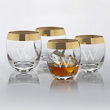 Personalized Madison Avenue Gold Band Whiskey Glasses (Set of 4)