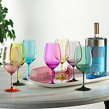 Indoor/Outdoor Mixed Color Wine Glasses and Double Wall Iceless Bottle Chiller (Blue)