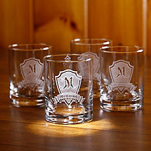 Personalized Shield Whiskey Glasses (Set of 4)