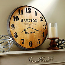 Personalized Wine Barrel Head Wall Clock